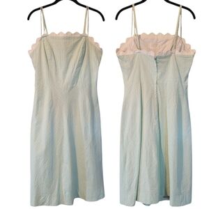 Lilly Pulitzer White Label Seersucker Scalloped Cotton Striped Dress Wmns 8